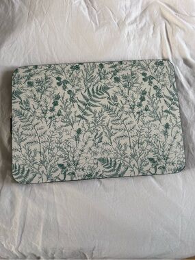 Casely Botanical Print Laptop Sleeve - Teal on Cream